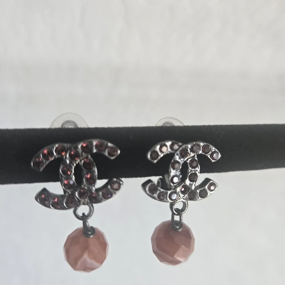 Chanel Red Crystal Earrings